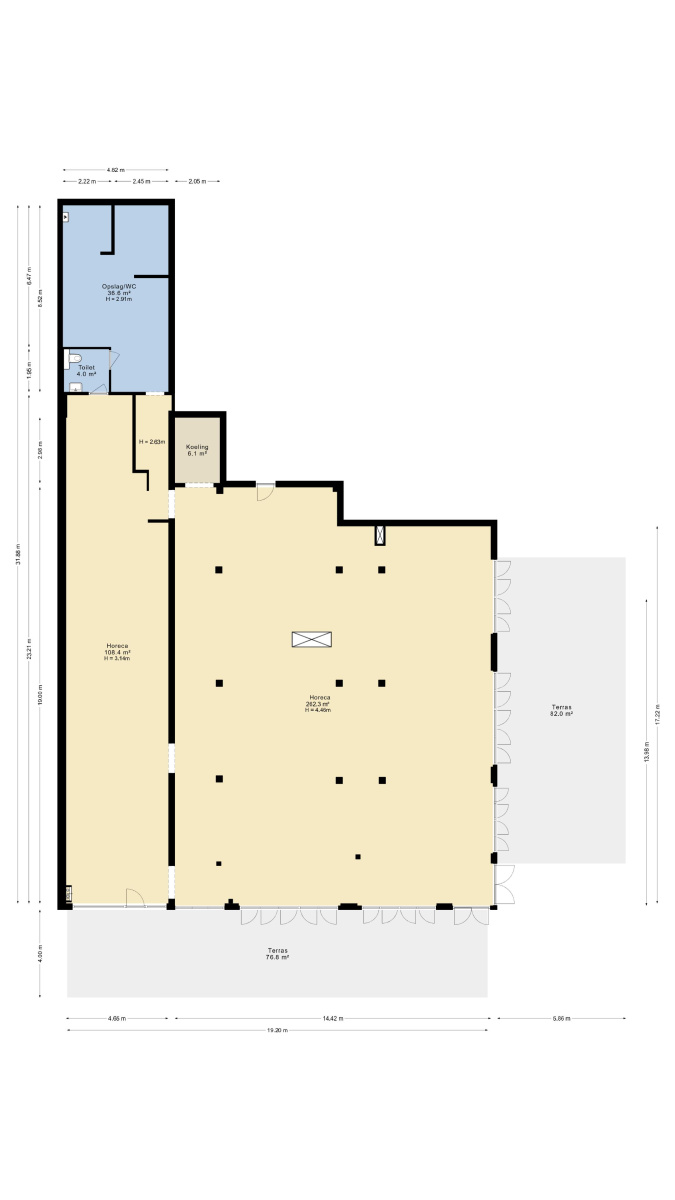 Veenendaal centrum | te huur casco horecapand 400 M2
